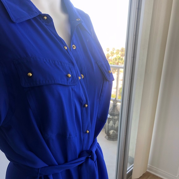 Long Silk Purple/Blue Dress with Snap Buttons - Picture 3 of 8